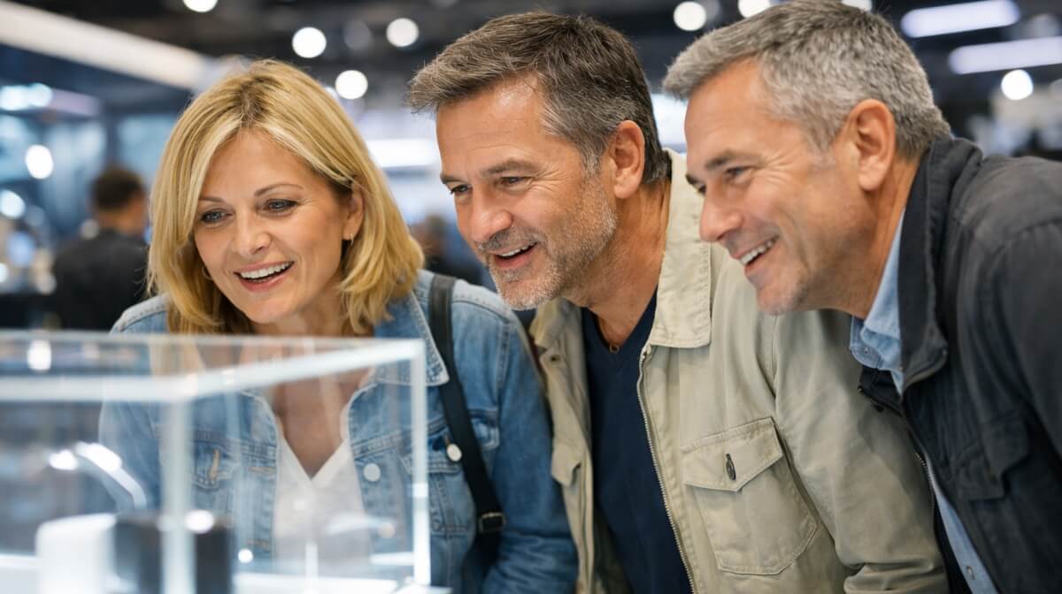 Menschen betrachten eine Produktinnovation.